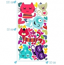Komplet naklejek - kolorowe koty 100cmx50cm