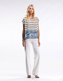 EMILIO PUCCI Tops Blue Stripes Mixed Print T-shirt
