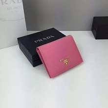 Prada 1M0204 Lettering Logo Saffiano Leather Wallet In Pink