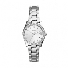 Fossil ES4317 damski zegarek na bransolecie wykonany ze stali szlachetnej z wygodnym zapięciem. Koperta została zdobiona cyrkoniami. Posiada jasną tarczę z datownikiem. Więcej n...