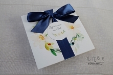 zaproszenie ślubne malowane, akwarele i granat