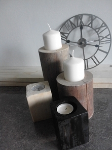 drewniane świeczniki