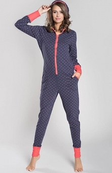 Italian Fashion Alezja dł.r. dł.sp. piżama Stylowy kombinezon Alezja, klasyczna góra, z przodu zapięcie na zatrzaski, rękaw długi