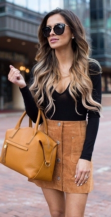 musztardowa spódnica + czer...