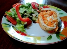 Piers z kurczaka z musem z marchwi i kaszy manny oraz z serem feta :)