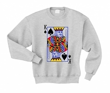 Bluza męska z nadrukiem KING karta - bluza dla NIEGO z nadrukiem karty z talii króla pik. Modna bluza dla chłopaka z nadrukiem KRÓL KARTA z kolekcji BUZY DLA PAR ZAKOCHANYCH. Bl...