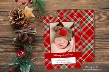kartki świąteczne z Twoim zdjęciem z motywem modnej w tym sezonie kratki