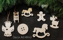 drewniane zawieszki, ograni...