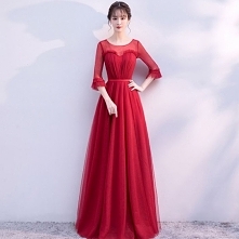 Piękne Burgund Sukienki Wieczorowe 2017 Princessa Z Koronki Kwiat Bez Pleców Wycięciem Długie Rękawy Długie Sukienki Wizytowe