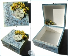 Mixmediowe pudełko z kwiatami z foamiranu