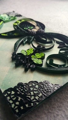 Kartka urodzinowa. 28 urodziny. Quilling...mialo byc mrocznie i gotycko dla metalowej przyjaciolki