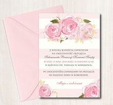 zaproszenia komunijne z motywem przepięknych kwiatów malowanych akwarelami, idealne dla dziewczynki