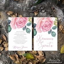 Zaproszenia na komunię z motywem królowej kwiatów