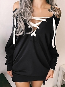 Trendy Lace-up Casual Sweatshirt 
Rozmiar: S, L, XL, 2XL
Kolor: black