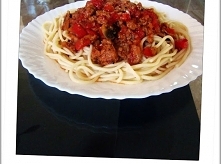 Spaghetti z Papryką i Pieczarkami