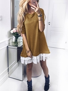 Patchwork Ruffles Hem Loose Sweatshirt Dress
Rozmiar: S, M, L, XL, 2XL
Kolor: khaki