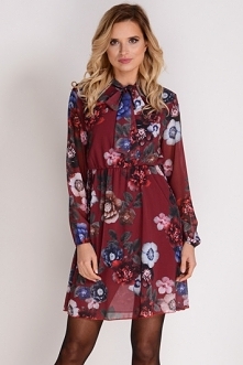 AVARO Piękna szyfonowa sukienka w kwiaty SU-1248