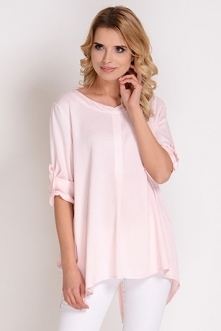 AVARO Modna bluzka z kokardką BL-1594, 
Kolor: pudrowy róż