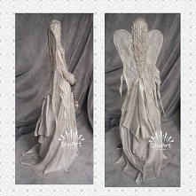 Anioł zimna porcelana oraz utwardzona tkanina-projekt autorski MadamAngel  tył figurki