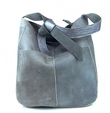 Szaro-niebieska skórzana torba na ramię