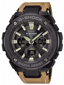 Casio GST-W120L-1BER sportowo elegancki G-shock dla mężczyzn na skórzanym pasek ze stalową, czarną kopertą. Wyposażony w panel słoneczny i sterowany czas za pomocą fal radiowych...