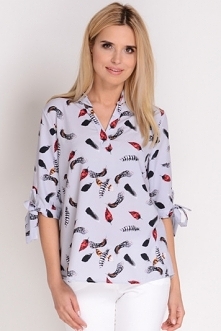 AVARO Modna bluzka w piórka BL-1620, 
Kolor: szary