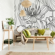 Kwiatowe dekoracje doskonale sprawdzają się w salonie! (fototapeta: Myloview)