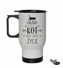 Ciężko pracuję, by mój kot, termiczny kubek