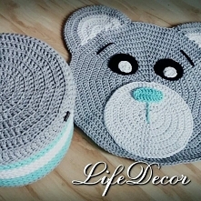 zestaw do pokoju dziecięcego - pufa i dywan Miś