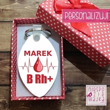 Brelok Grupa krwi ekg + Imię