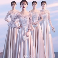 Niedrogie Szampan Przebili Sukienki Dla Druhen 2018 Princessa Aplikacje Z Koronki Długie Wzburzyć Bez Pleców Sukienki Na Wesele