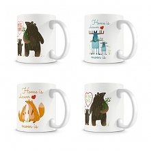 Zestaw 4 kubków. relacje zwierzątek