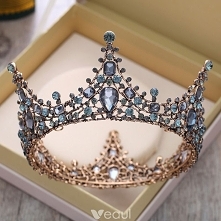 Vintage Barokowy Czarne Złote Tiara 2018 Metal Rhinestone Akcesoria