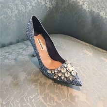 Błyszczące Niebieskie Buty Damskie 2018 Skórzany Rhinestone Cekiny 9 cm Szpilki Szpiczaste Wieczorowe Czółenka