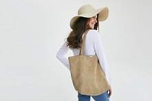 Zamszowa torba - shopper camel