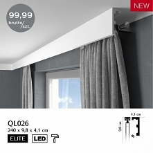 Nowoczesna osłona karnisza QL026 Mardom Decor z kolekcji Elite to sztukateria która szybko zamaskuje zarówno szyny karniszowe jak i karnisze montowane do ściany. Listwa do zabud...