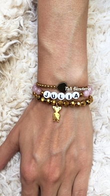 Komplet bransoletek z Kamieni Naturalnych z imieniem dziecka, partnera lub innym napisem by Tuli Biżuteria