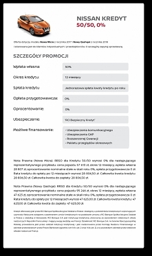 Oferta kredytu 50%/50% od autoryzowanego partnera finansowego Nissan!