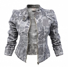 Modna Kurtka Damska Gazeta Blogerska Nadruk FullPrint Bufki Wiosna Lato Jesień 2018 model #151 FASHIONAVENUE.PL