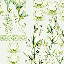 Materiał z wydrukowanym wzorem: Kwiaty w kolorach szmaragdowych - cottonbee.pl