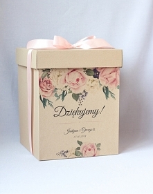 różowe  kwiaty pudełko na koperty zaproszenia NAVI