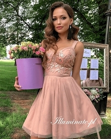 Karmelowa, tiulowa sukienka z kolekcji Illuminate <3