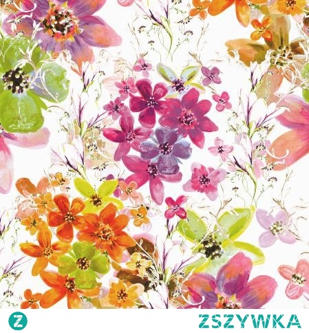 Materiał z wydrukowanym wzorem: Kolorowy wzór kwiatowy - cottonbee