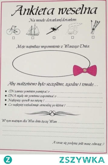 ankieta weselna