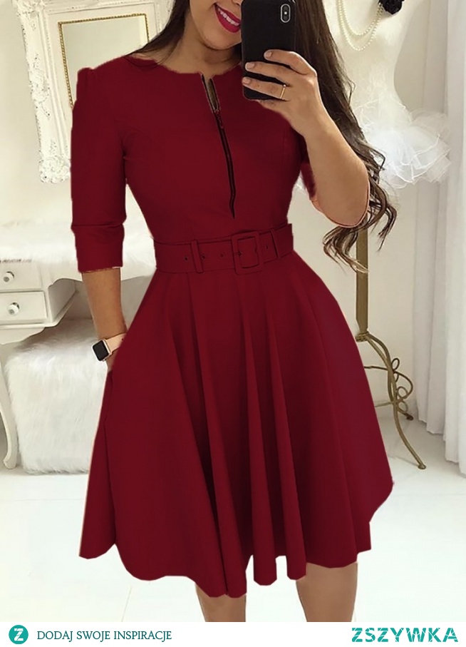 Solid Zipper Up Belted Pleated Casual Dress
Rozmiar: S, M, L, XL
Kolor: Wine red