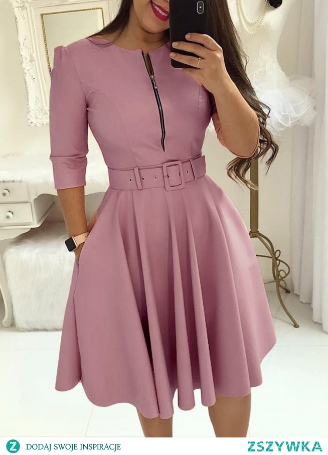 Solid Zipper Up Belted Pleated Casual Dress
Rozmiar: S, M, L, XL
Kolor: purple