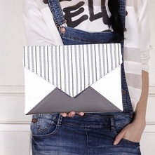 Kopertówka Letter szara biała paski