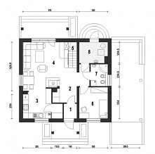 Projek dom Gajówka jest propozycją bardzo prostego domu jednorodzinnego z wykorzystanym poddaszem na cele mieszkalne. Na parterze mieści się strefa wspólna, dzienna oraz dodatko...