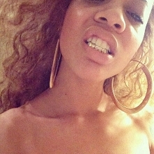 girl, lips, grillz, gold, face