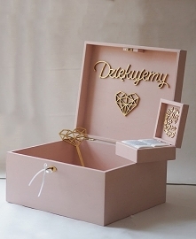 Zestaw PUDROWY RÓŻ: skrzynka+pudełko+topper